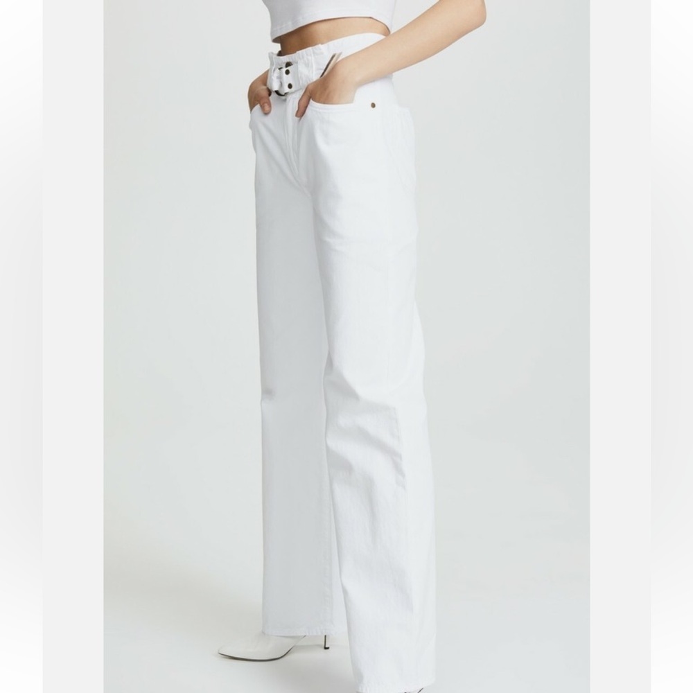 Jean Atelier Belted Cinch Waist White Jeans